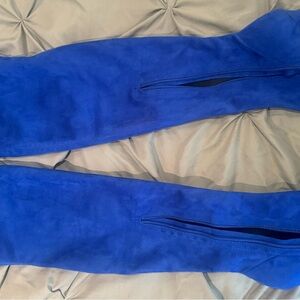 Thigh high blue heeled boots NEW